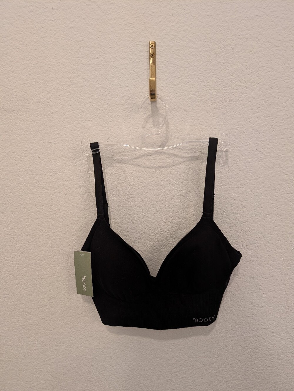 BOODY Bamboo Low Back Wireless Black Bra with Adjustable Straps